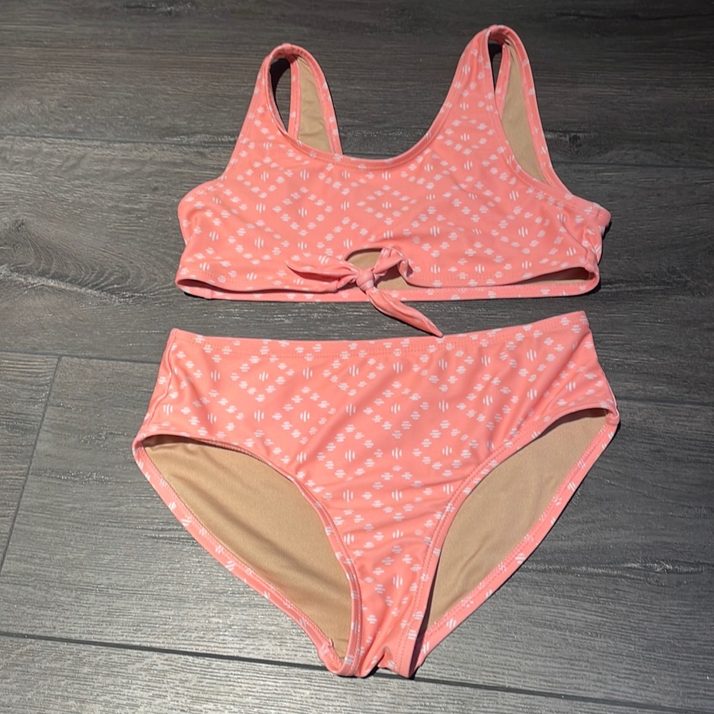 Old Navy girls size Large peach and white bikini